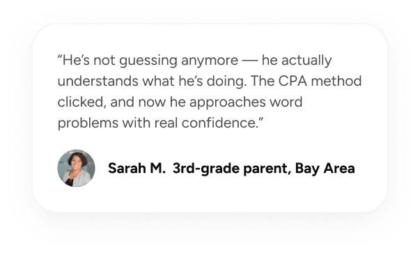 Parent review from Sarah M., 3rd-grade parent, Bay Area